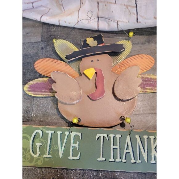 Pilgrim turkey give thanks sign decor fall - Picture 2 of 7